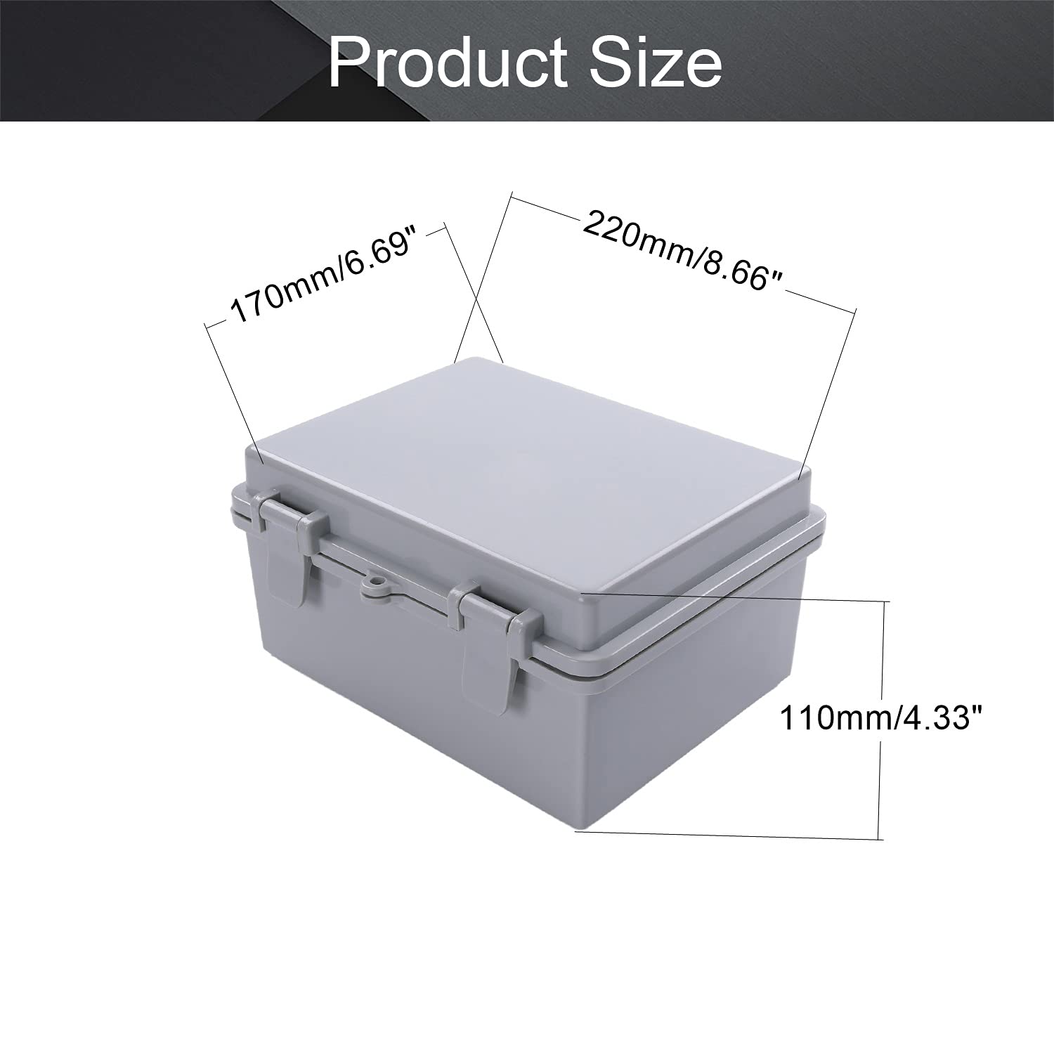 Fielect ABS Plastic Dustproof Waterproof IP67 Junction Box Universal Electrical Project Enclosure 6.69" x 8.66" x 4.33"