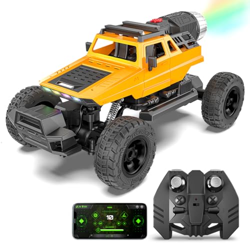 Image of Mirana Explorer 4WD 4x4 RC Car Toy for Kids - Remote & App Controlled Vehicle - Off Road Rock Crawler Monster Truck ATV - Type-C USB Rechargeable - for Boys & Girls 4 to 10 Years (Yellow)