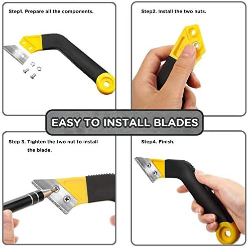 Acehome Pro Grout Scraping Rake Tool, Tile Grout Hand Saw Angled Grout Clean Remover with 6 Pcs Blades Replacement for Tile Cleaning