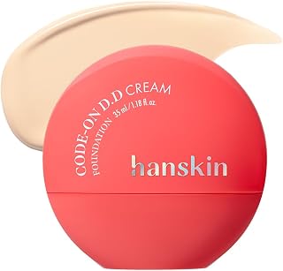Hanskin Code on Double D Cream Foundation, Full Coverage Korean Liquid Skin Tint Foundation, Semi-Matte Finish, Lightweight Pore-Perfecting Base, 1.18 Fl Oz (19C PORCELAIN)