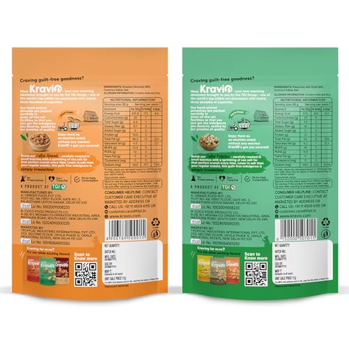Image of Kravio Premium Roasted Salted Almonds & Pistachios (2 X 200g) | Zero Cholesterol Natural Whole California Badam & Inshell Pista Nuts & Dry Fruits | Rich in Protein, Crunchy Delicious Healthy Snacks
