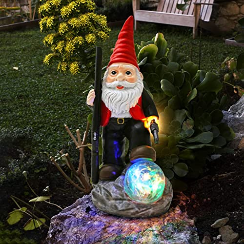 Perfectop Large Garden Gnome Statue With Guns, Solar Military War Army Combat Soldier Guardian Hunting Gnome Dwarf Figurine Lights, Outdoor Patio Yard Lawn Decor, Thanksgiving Christmas Ornament Gift #TOP5