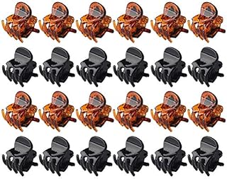 kuou 24 Pcs Small Mini Hair Claw Clips, Plastic Mini Hair Claw Clip Pins Clamps Mini Hair Jaw Clips Hair for Girls and Women with a Box(BlackBrown)