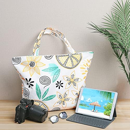Large Waterproof Canvas Beach Tote Bag with Zipper Pockets for Women,Tote Shoulder Bag For Travel,shopping and Beach Holiday 5 Large Waterproof Canvas Beach Tote Bag with Zipper Pockets for Women,Tote Shoulder Bag For Travel,shopping and Beach Holiday