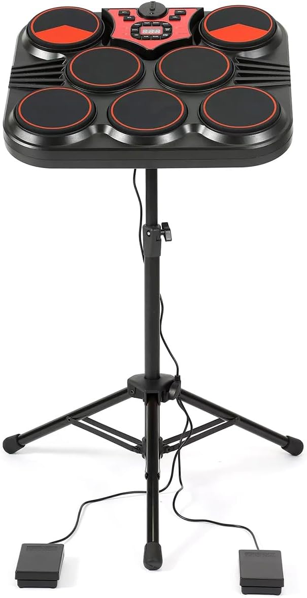 Portable Electric Tabletop Drum Set Machine, Electronic Drum Kit, Wireless Electric Drums with Digital Pane LED Display, for Adult Beginner Percussion Instrument