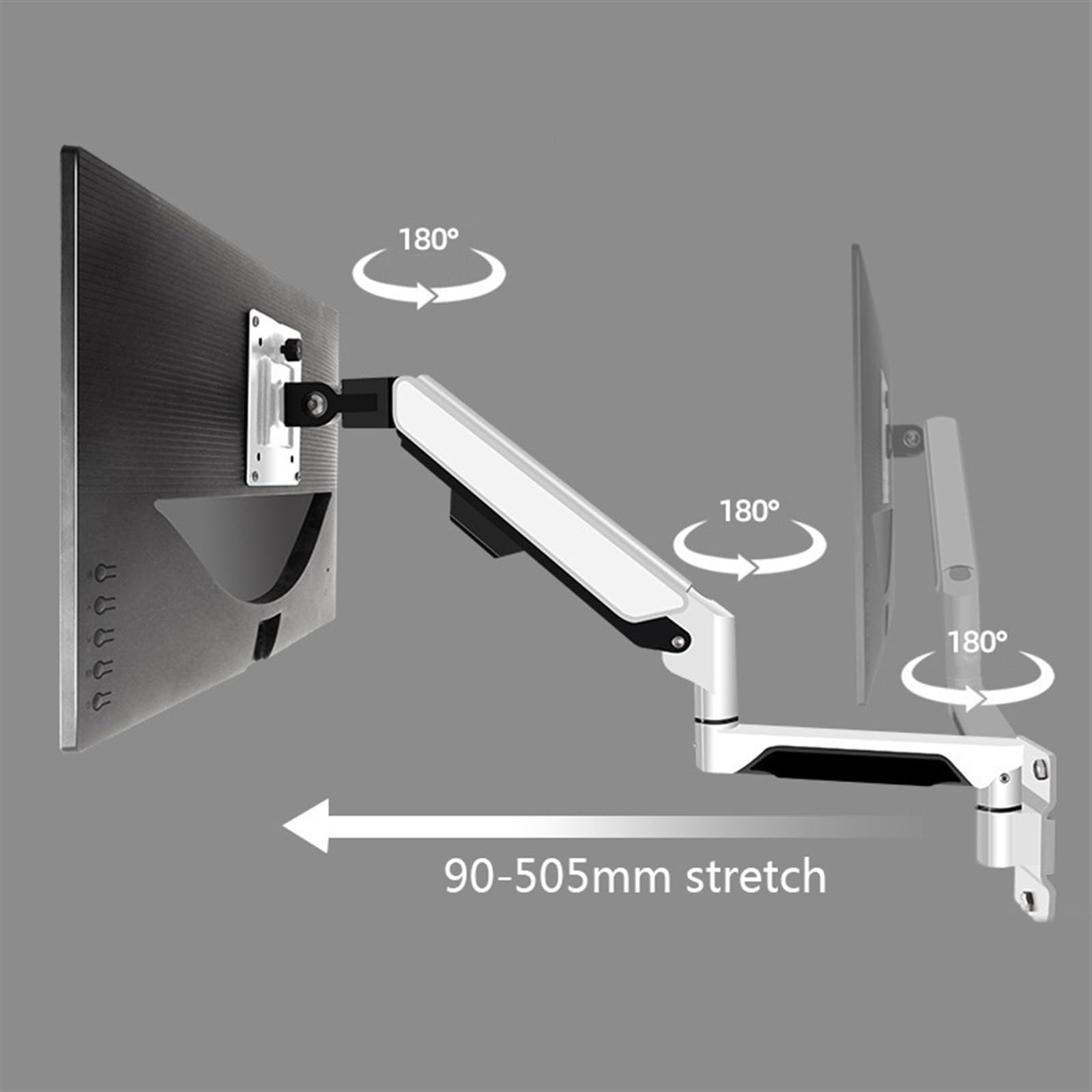 Moniteur de support Le bras de fixation pour moniteur unique s'adapte aux écrans de 10 à 32 pouces pesant jusqu'à 19,8 lbs, support mural pour moniteur unique avec ressort à gaz et liberté de