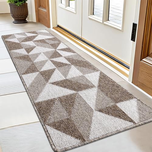 OLANLY Indoor Door Mat 59x23, Washable, Absorbent, Brown