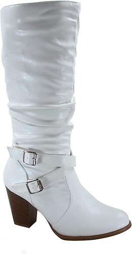 Forever Link FZ-Safety-52 - Botas de tacón grueso con cremallera completa para mujer