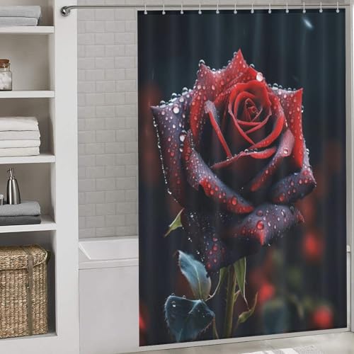 Rideau de douche rose 152x183 cm en polyester lavable avec 12 crochets