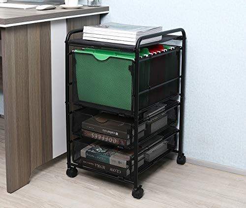 image for EasyPAG Assemble Mesh File Cart with Rolling Wheels 1 File Cube Organi