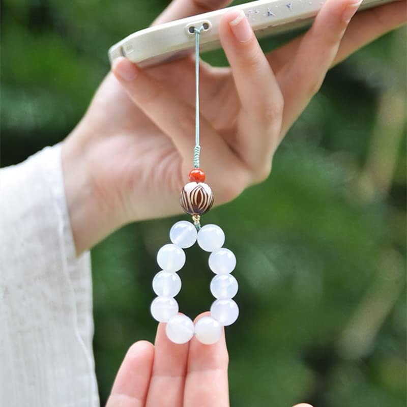 Natural Chalcedony Phone Holder Female Southern Red Agate Jade Stone Lime Tree Lanyard Charm Ring Premium Gift