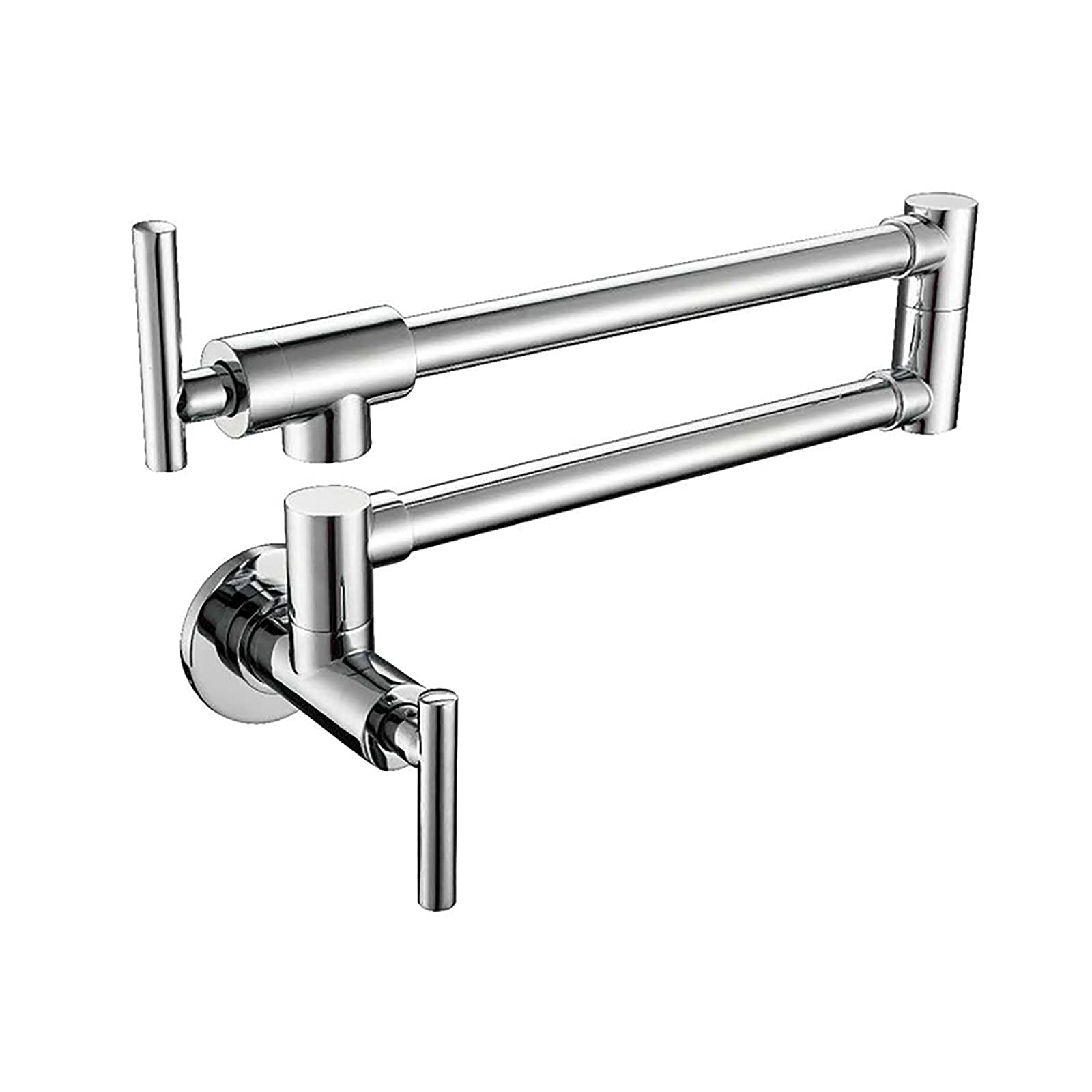 VDOQTLJT Wall Mounted Chrome/Black Kitchen Faucet Single Cold Faucets 360 Degree Swivel Folding Water Tap Handle with Aerator Black(Cromo)