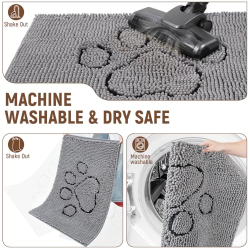 Image of Absorbent Dog Door Mat for Muddy Paws, 6' x 4' Non Slip Chenille Mat