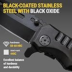 Safety Lock Pocket Knife - 3.4-inch Sharp Blade - Folding Tactical Black Knives with Aluminum Handle - Ideal Tool for EDC Camping Hunting Survival Work Hiking - Birthday Gifts for Men & Women 6681 - Image 3