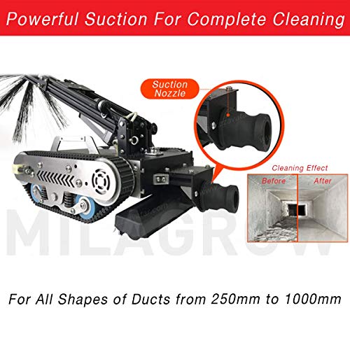 Image of MILAGROW Hydra Air Duct Cleaning Robot, 3-Way Camera, No Dead Corners, 30º Obstacle Climbing, Different Brush Heads for Different Ducts, 360º Maneuverability & S Pattern (Black)