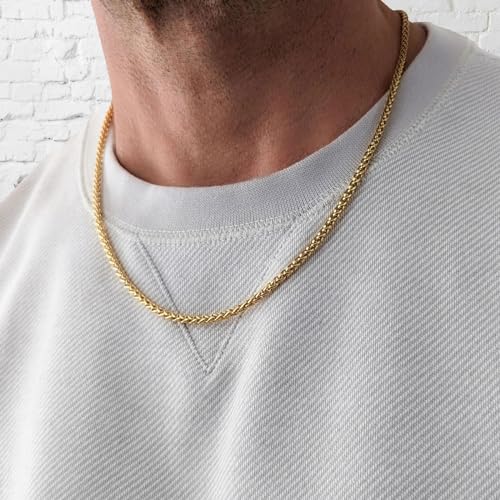 Image of HZMAN 3.0 mm Stainless Steel Wheat Silver Chain Necklaces for Men & Women 16 inch -36 inch
