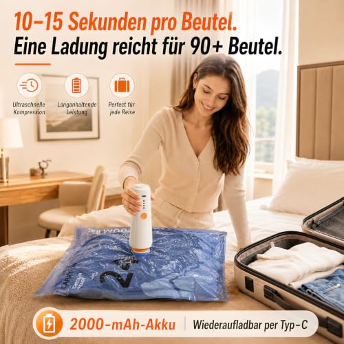 Vakuumbeutel für kleidung mit kabelloser Pumpe–17er (3XL, 6L, 6M, 2S) – Ansicht 3