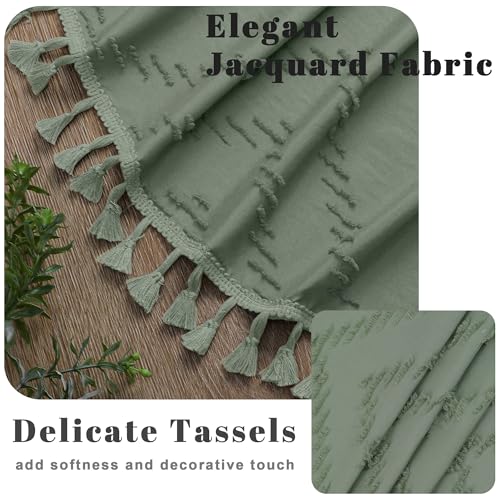 OWENIE Extra Long Sage Green Boho Shower Curtain for Bathroom, 72"W x 84"L by OWENIE - Used condition - Image 3