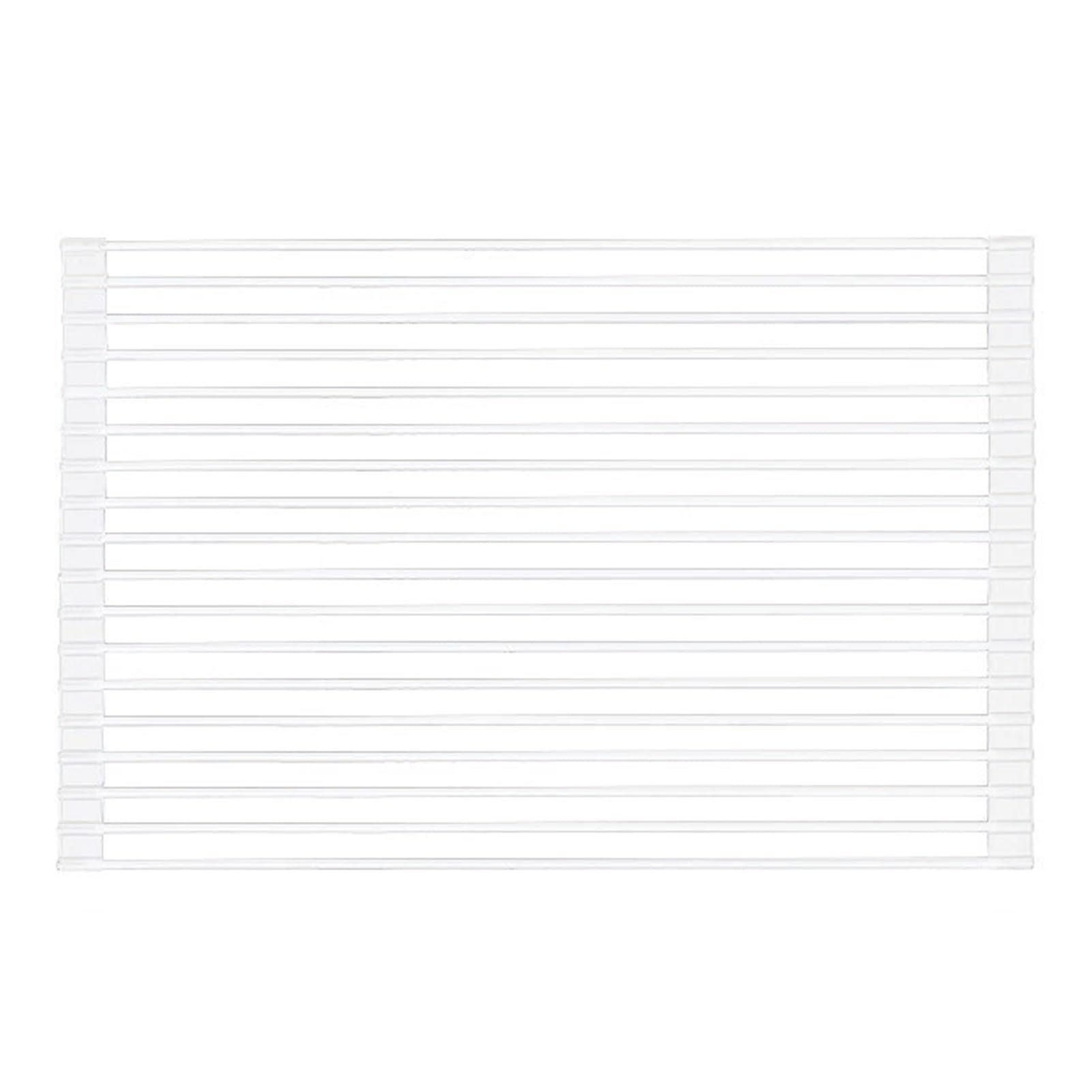 HUHJYUGE Scolapiatti Pieghevole in Silicone per Lavello da Cucina, Griglia Scolapiatti Arrotolabile per Piatti, Ciotole, Bicchieri e Verdure, Organizzatore Salvaspazio (White Square tube/52x33cm)
