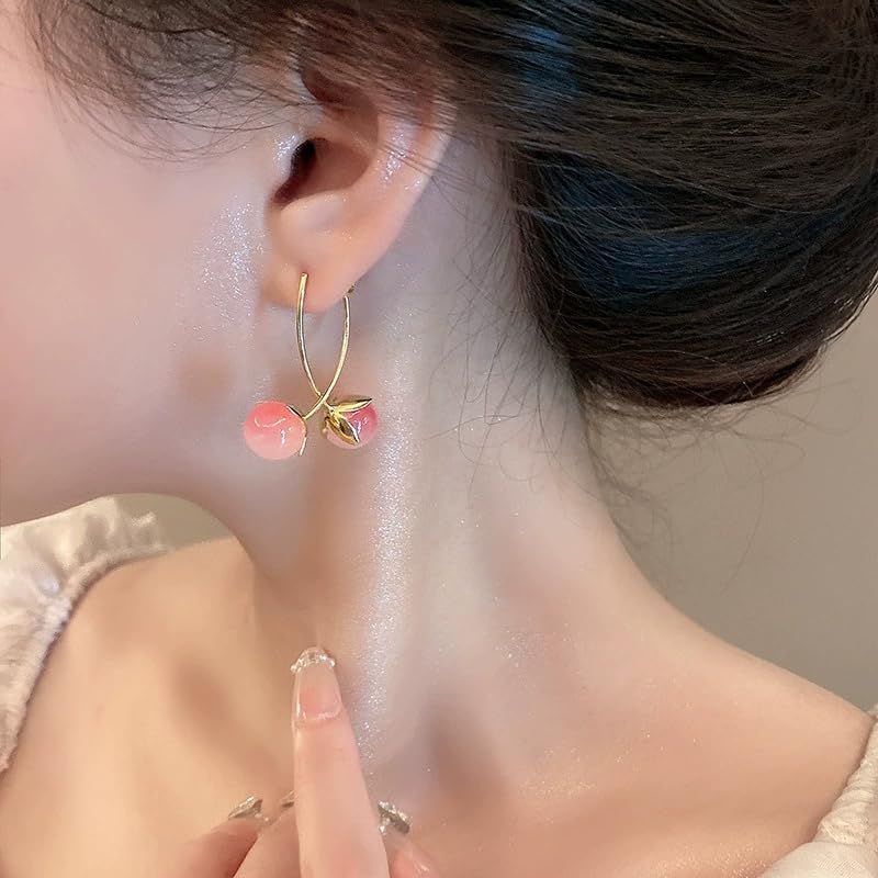 Cute Fruit Earrings for Women Funny Creative Resin Cherry Stud Earrings Unique Jewelry - Image 3