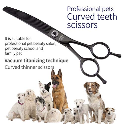 Fenice Peak Professional Dog Grooming Scissors Pet Curved Thinning Shears 7.0” Extremely Sharp Blades 440C Steel Thinning Scissors Durable Smooth Motion & Fine Cut for Dogs and Cats(Black) Fenice Peak Professional Dog Grooming Scissors Pet Curved Thinning Shears 7.0” Extremely Sharp Blades 440C Steel Thinning Scissors Durable Smooth Motion & Fine Cut for Dogs and Cats(Black)