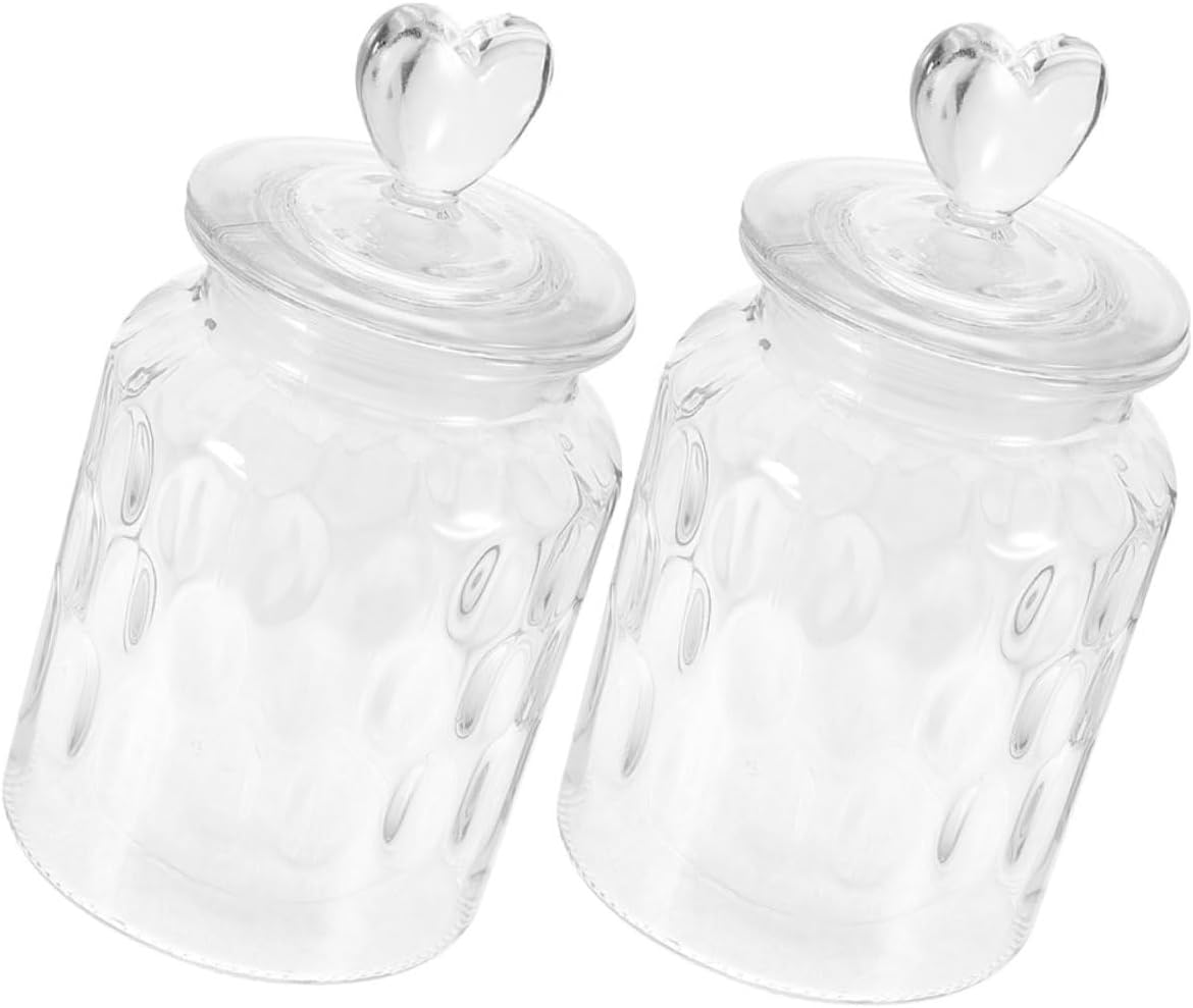 Airtight Glass Grain Storage Jar with Sealing Lid, Medium Glass Canister for Tea, Coffee, Sugar, 2pcs Household Food Storage Container Set