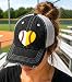 Womens Heart Ball MOM Softball Mom Messy BUN HIGH Ponytail Baseball Mom Hat Cap -401 Dark Grey