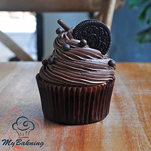 Mybakning Extra Large Brown Cupcake Baking Cups 2-3/4"(Bottom) X2"(Deep) Jumbo Sized Greaseproof Paper Muffin Liners, 120 Pcs Per Case #TOP4
