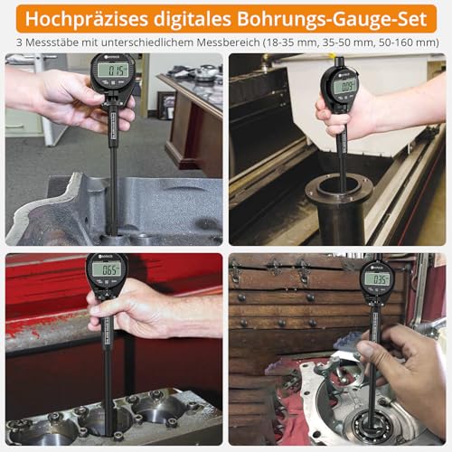 Neoteck Bohrungslehre Messuhr Set 18-160 mm Innendurchmesser Messuhr Aluminiumlegierung Hohe Präzision 0,01 mm Dial Bore Gauge Industriemesswerkzeug - Schwarz