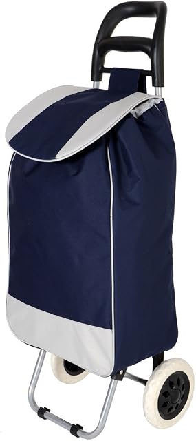 Navy Folding Lightweight Wheeled Funky Festival Shopping Trolley Bag New