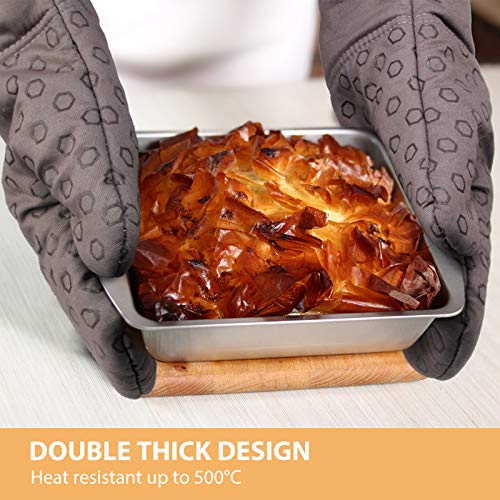 Chrider Oven Mitts and Pot Holders 4pcs Set, 500°F Heat Resistant Non-Slip Silicone Cooking Gloves, Soft Cotton Lining with Non-Slip Silicone Surface for Kitchen, Cooking, Baking