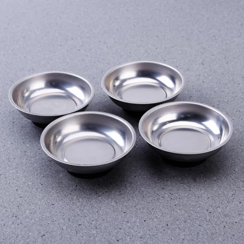 Cuencos magnéticos de acero inoxidable Operitacx de 3 pulgadas con base protectora suave 4