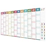 2026-2027 Wall Planner Extra Large (120 x 42 cm), Academic Wall Planner 2026/2027 UK for Office, School, Home, Non Laminated Planner with Stickers, Colorful