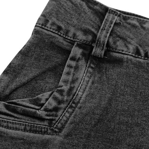 Women's Casual Asymmetrical Jeans Skirt Fashion Irregular Hem High Waist Washed Bodycon Denim Midi Skirt with Pocket2