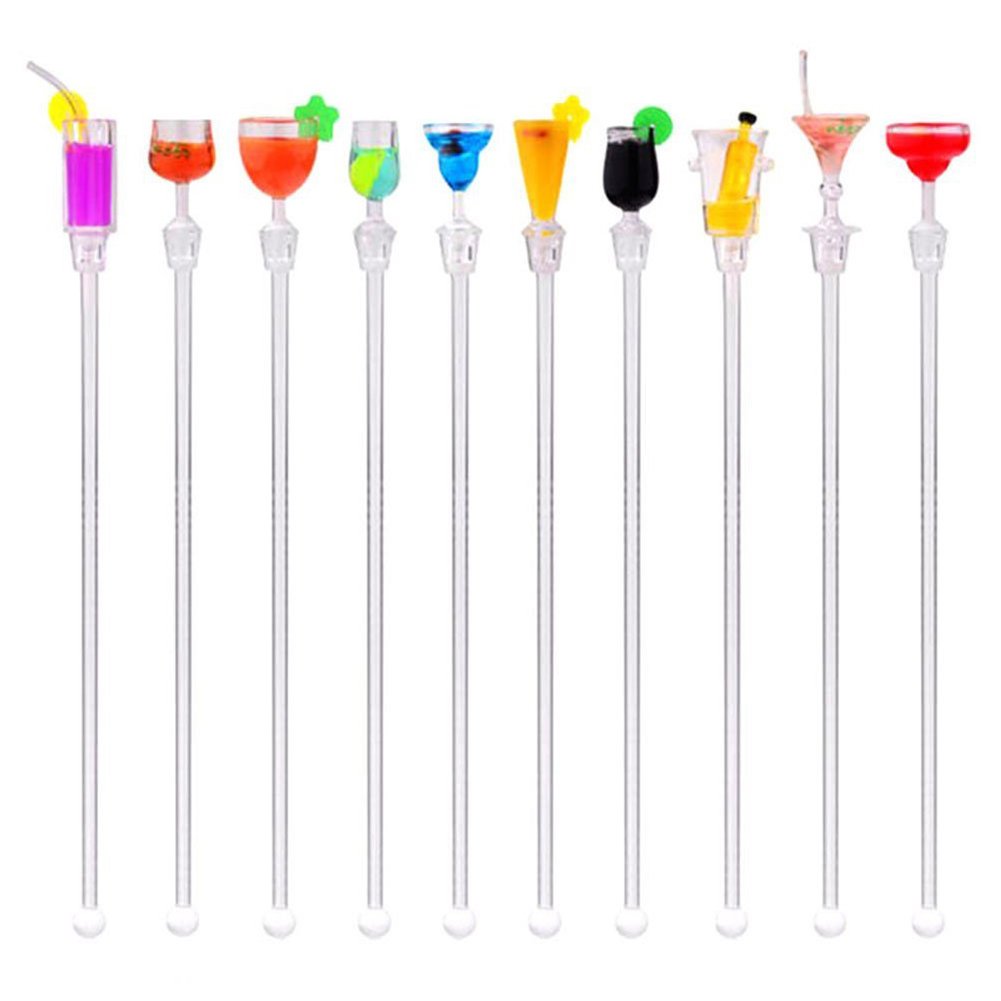 Ufurty Rely2016 10Pcs Acrylic Cocktail Mixing Spoon Cocktail Swizzle Stirrer Sticks Party Barware