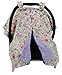 Dear Baby Gear Deluxe Car Seat Canopy, Double Layer Minky, Lavender Pink Floral, Lavender Minky Smooth, 40 x 30 Inches