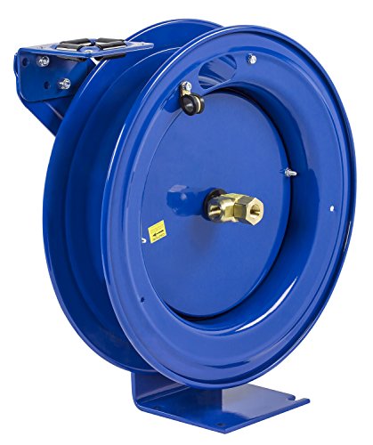 Coxreels P-LPL-350 Low Pressure Retractable Air/Water/Oil Hose Reel: 3/8" I.D., 50' Hose Capacity, without Hose, 300 PSI, Made in USA , Blue - Thumbnail 5