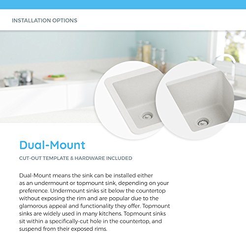 Mr Direct 808-M-Cst Mocha Dual-Mount Granite 21-5/8 In. Single Bowl Kitchen Sink Matching Strainer, 1 Colored Strainer #TOP5