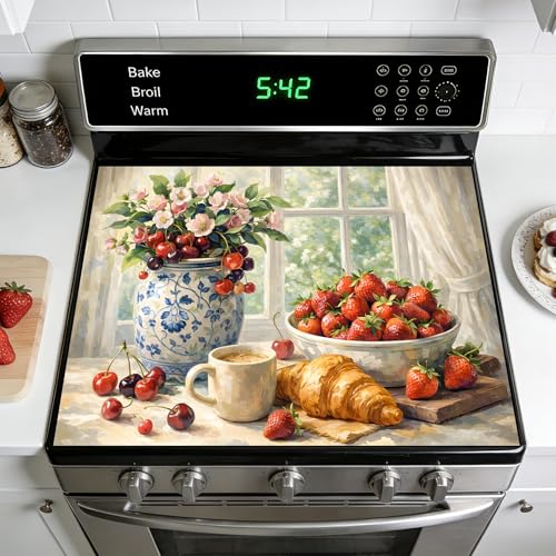 Image of Stove Burner Covers Non-Slip Electric Cooktop Protector Mat (Bread)