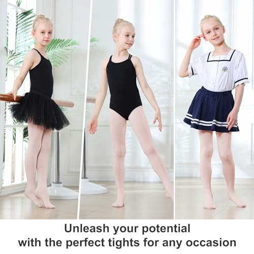 Image of DIPUG Ballet Tights for Girls - Thick Soft Footed Dance Tights for Toddlers and Kids