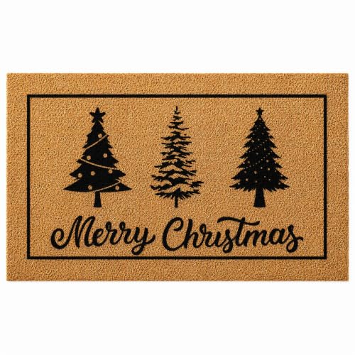 Merry Christmas Tree Doormat, 30 x 17 Inch Coir...