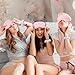 Hoteam 30 Pcs Sleepover Party Supplies Valentine Galentine Gift 6 Pink Spa Headband 6 Pink Plush Sleep Eye Mask 6 Velvet Scrunchies 6 Wristband 6 Clear Cosmetic Bags for Slumber Spa Party Favor