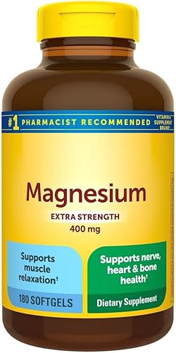 Magnesio extra fuerte 400 mg., Apoya la salud del corazón, los huesos y los nervios - 180 cápsulas blandas