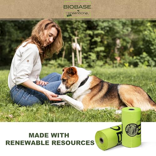Image of Biobase by Greenbone Dog Poop Bags - 16 Rolls (192 Bags), Cornstarch-Based, Durable, Fits Most Dispensers
