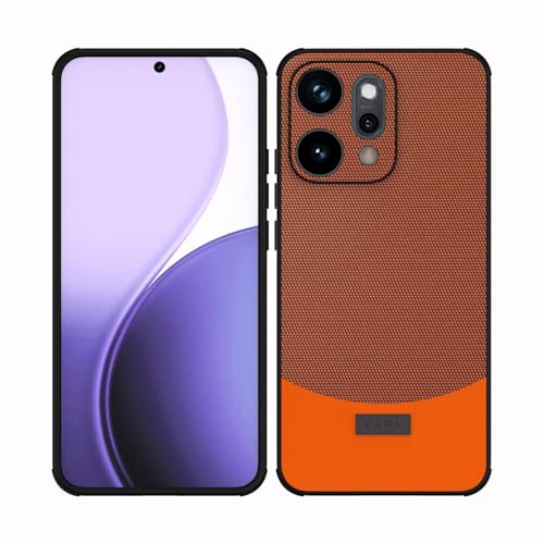 Image of Kapa MatrixWoven Grip Back Cover for Oppo Reno 14 Pro 5G | Woven Fabric & Leather Hybrid Camera Protection, Shockproof Slim Bumper Case (Brown Orange)