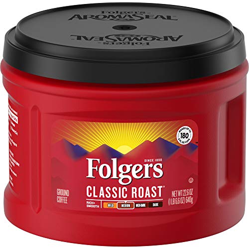 Image of Folgers Classic Roast Medium Roast Ground Coffee, 22.6 Ounces (Pack of 6)