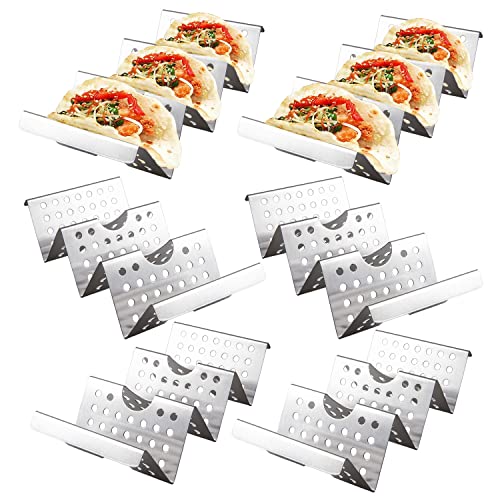 Viwehots Taco Holders Set of 6 - Stainless Steel Taco Stand Rack Tray Style, Taco Rack Holds Up to...