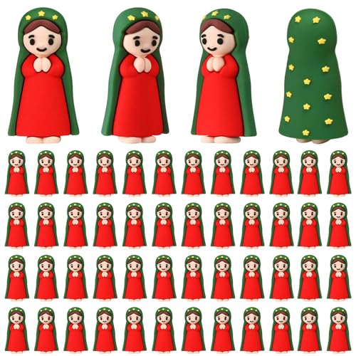 Amyhill 50 Pcs Mini Virgin Mary Figurines Miniature Holy Mother Statue Classic Catholic Religious Gifts for Sunday Easter Eggs Stuffers Baptism Gift