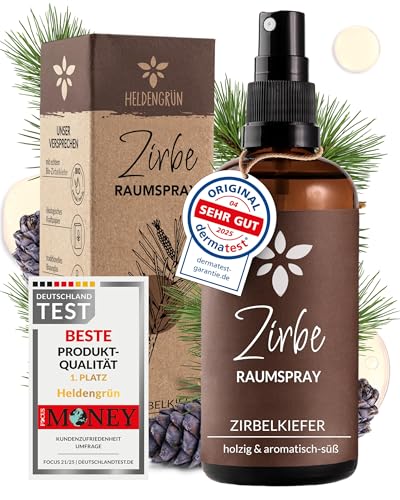 Heldengrün® Zirbenspray 'Alpenzirbe' [ECHTES ZIRBENÖL] Tannenduft...