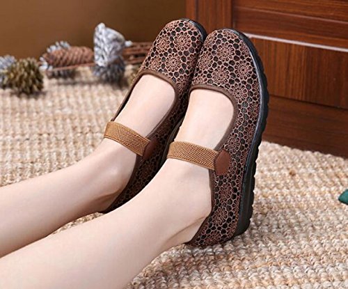 missfiona Womens Hollow Out Granny Walk Shoes Breathable Soft-Soled Mary Jane Flats Dance Shoes4